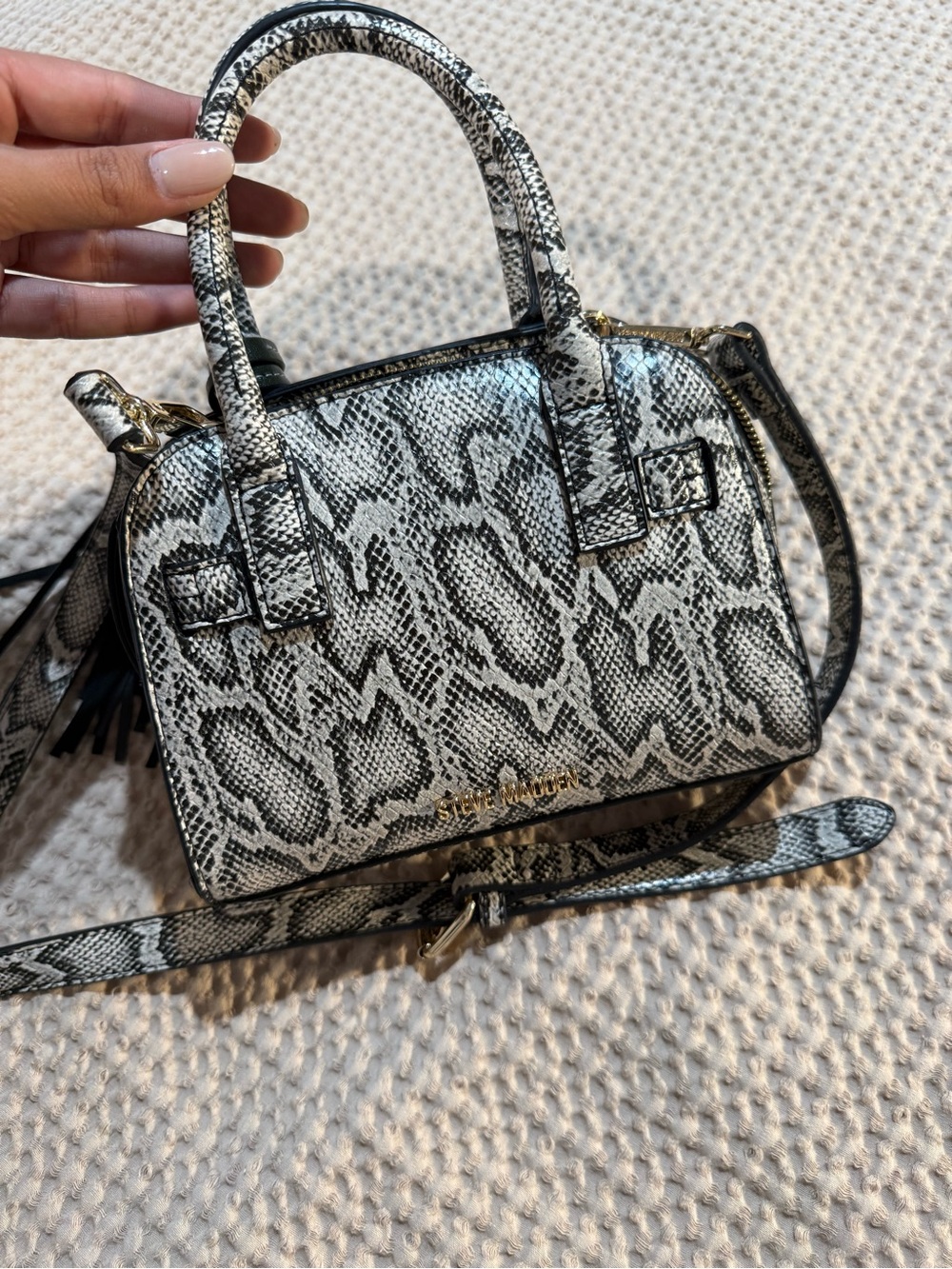 silence + noise Snake-Print Mini Satchel - Black & White